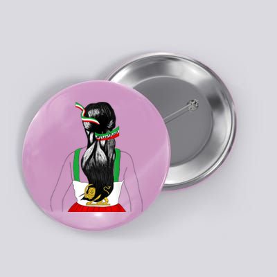 Iranian Flag Female Hair Support Women Of Iran LION SUN FLAG Button