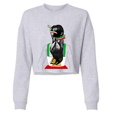 Iranian Flag Female Hair Support Women Of Iran LION SUN FLAG Cropped Pullover Crew