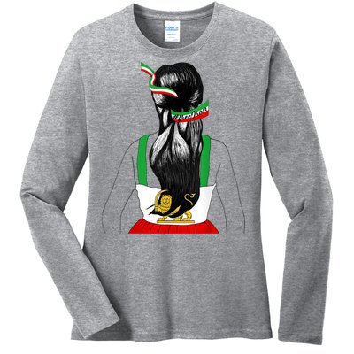 Iranian Flag Female Hair Support Women Of Iran LION SUN FLAG Ladies Long Sleeve Shirt