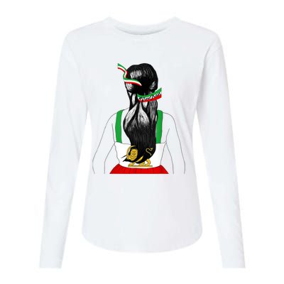 Iranian Flag Female Hair Support Women Of Iran LION SUN FLAG Womens Cotton Relaxed Long Sleeve T-Shirt