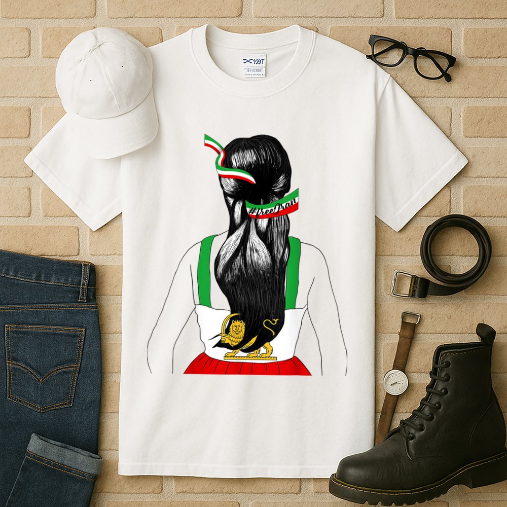 Iranian Flag Female Hair Support Women Of Iran LION SUN FLAG Tall T-Shirt