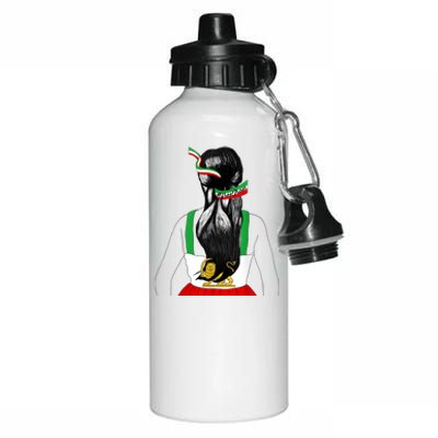 Iranian Flag Female Hair Support Women Of Iran LION SUN FLAG Aluminum Water Bottle