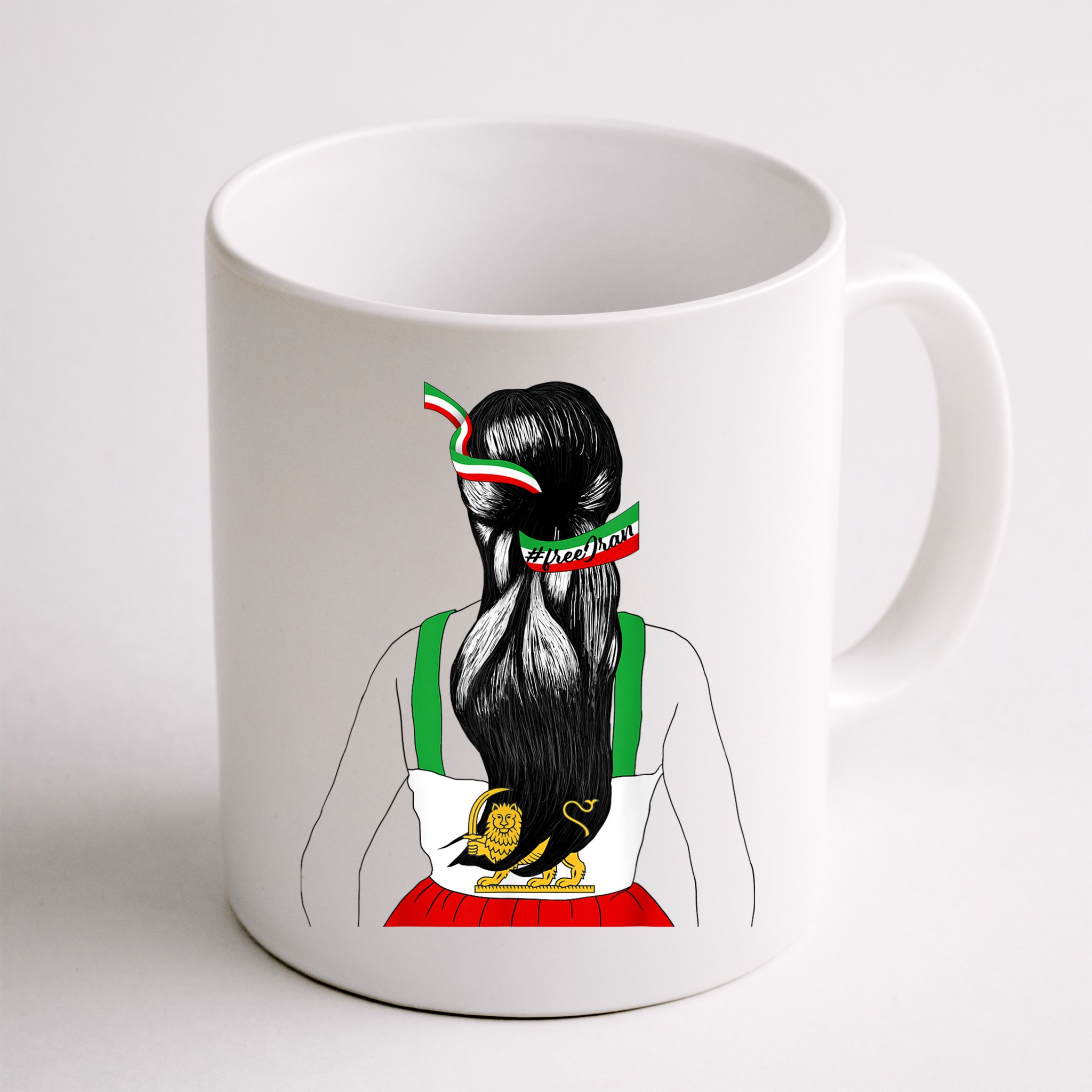Iranian Flag Female Hair Support Women Of Iran LION SUN FLAG Mug