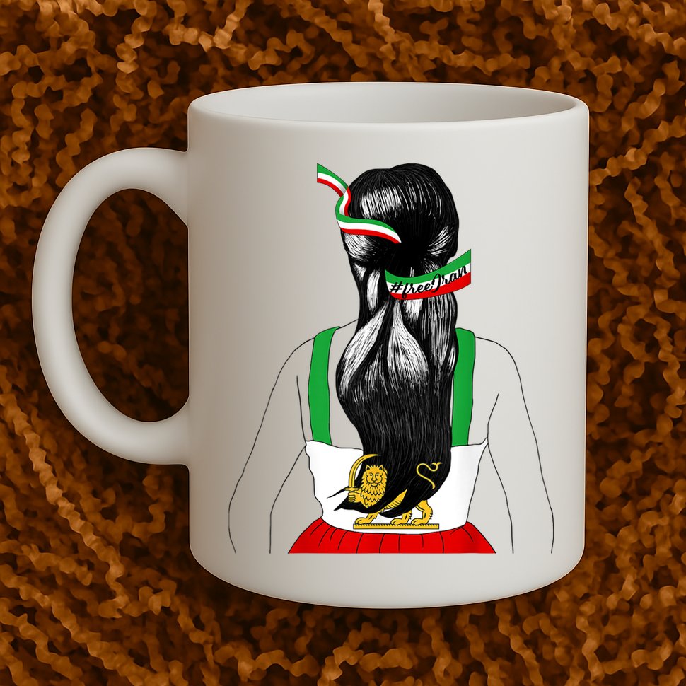 Iranian Flag Female Hair Support Women Of Iran LION SUN FLAG Mug