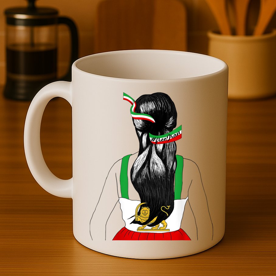 Iranian Flag Female Hair Support Women Of Iran LION SUN FLAG Mug