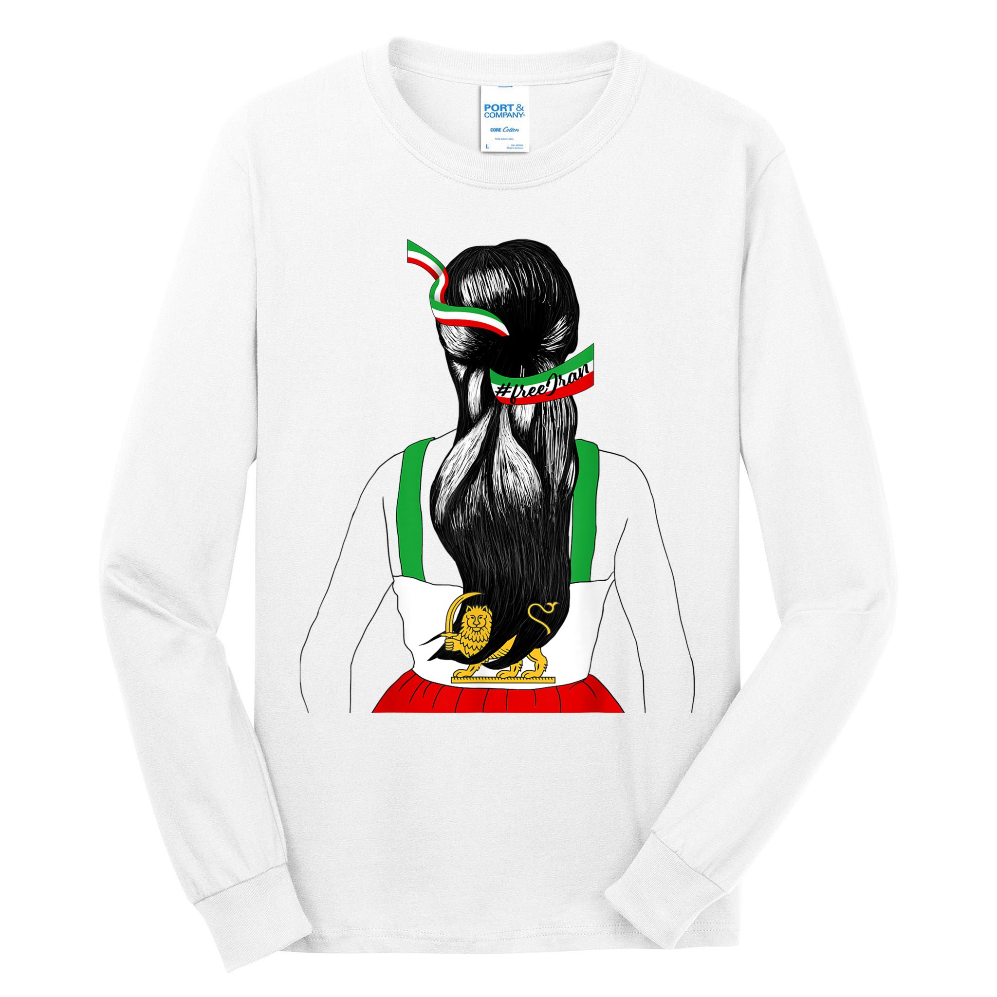 Iranian Flag Female Hair Support Women Of Iran LION SUN FLAG Tall Long Sleeve T-Shirt