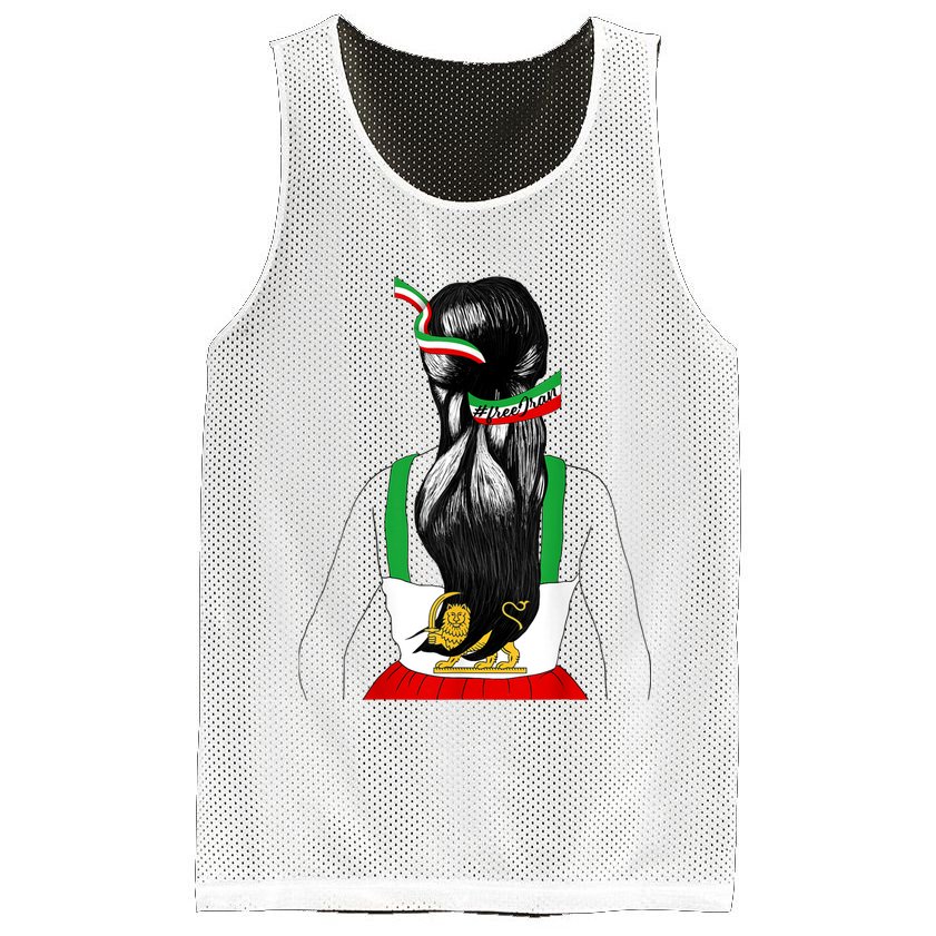 Iranian Flag Female Hair Support Women Of Iran LION SUN FLAG Mesh Reversible Basketball Jersey Tank
