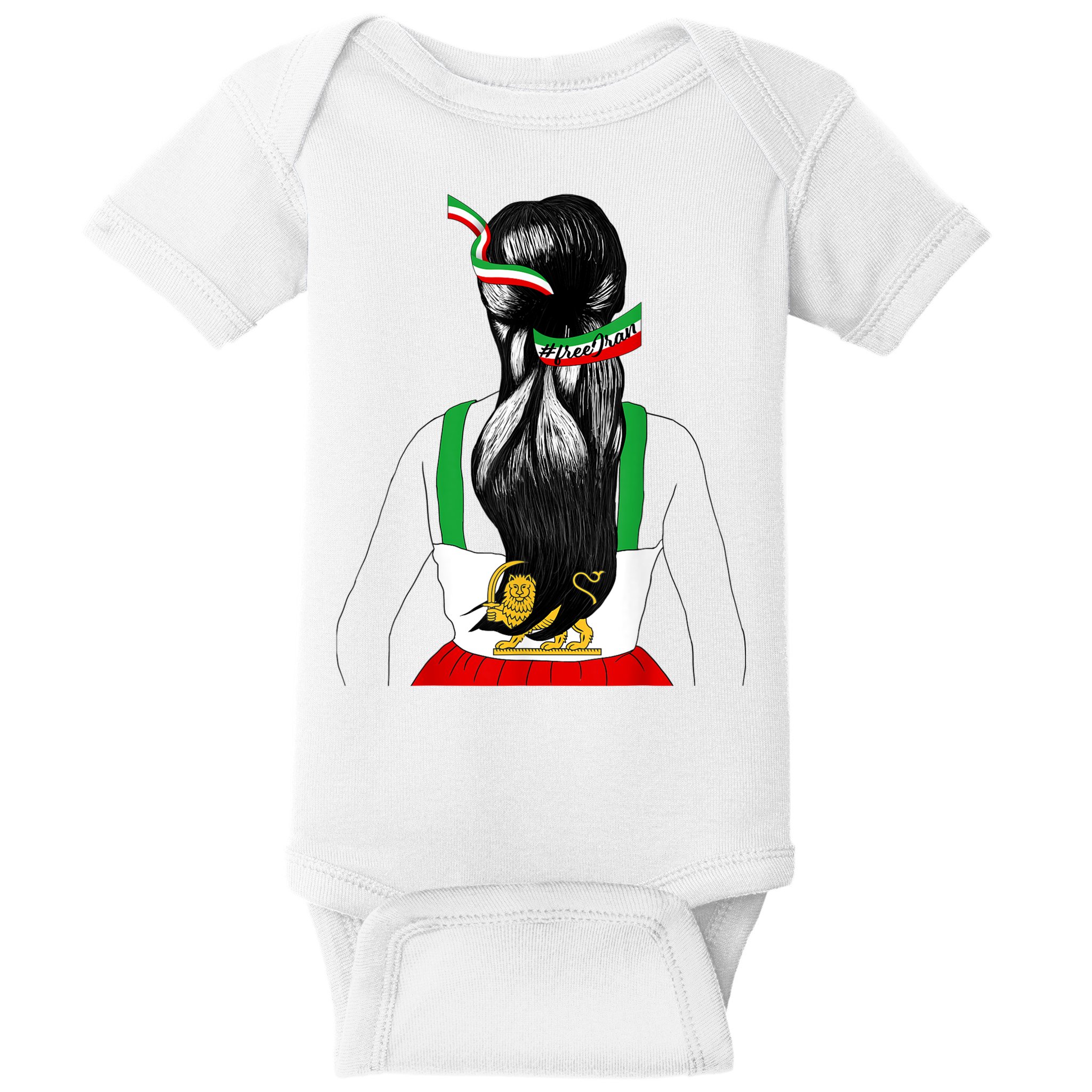 Iranian Flag Female Hair Support Women Of Iran LION SUN FLAG Baby Bodysuit