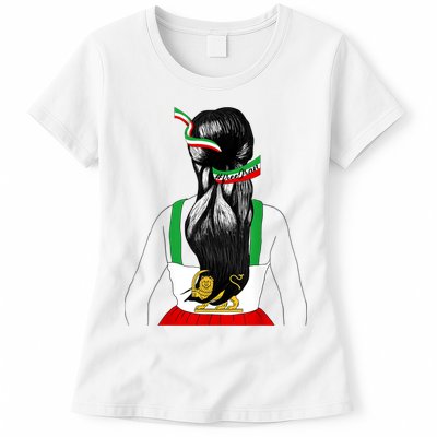 Iranian Flag Female Hair Support Women Of Iran LION SUN FLAG Womens T-Shirt