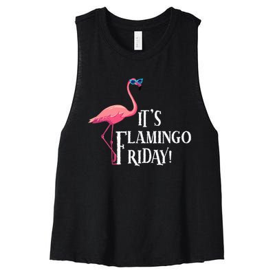 It’S Flamingo Friday Birds Wearing Glasses Bird Lover Women's Racerback Cropped Tank