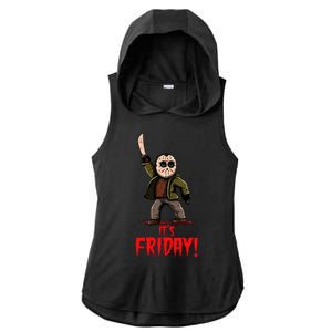 It's Friday Funny Halloween Horror Movie Ladies PosiCharge Tri-Blend Wicking Draft Hoodie Tank