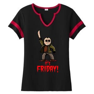 It's Friday Funny Halloween Horror Movie Ladies Halftime Notch Neck Tee