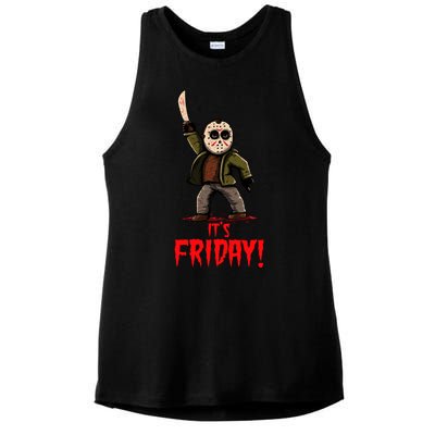 It's Friday Funny Halloween Horror Movie Ladies PosiCharge Tri-Blend Wicking Tank