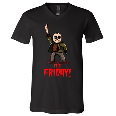 It's Friday Funny Halloween Horror Movie V-Neck T-Shirt