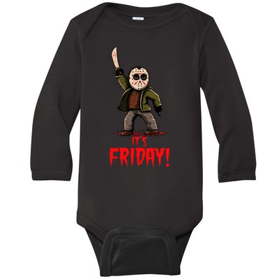 It's Friday Funny Halloween Horror Movie Baby Long Sleeve Bodysuit