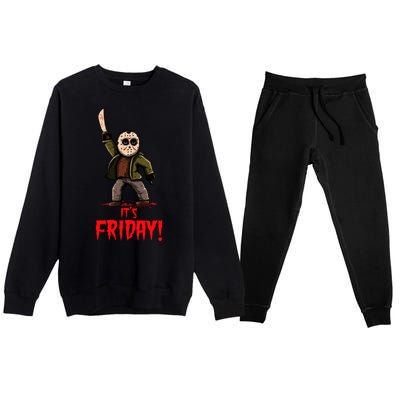 It's Friday Funny Halloween Horror Movie Premium Crewneck Sweatsuit Set