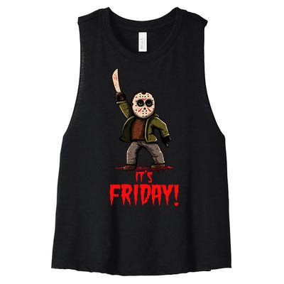 It's Friday Funny Halloween Horror Movie Women's Racerback Cropped Tank