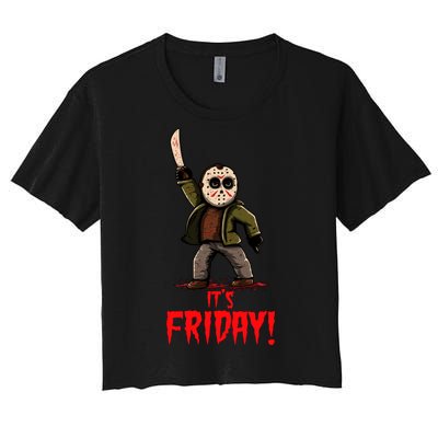 It's Friday Funny Halloween Horror Movie Women's Crop Top Tee