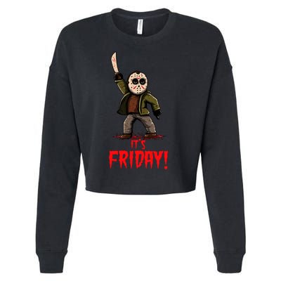 It's Friday Funny Halloween Horror Movie Cropped Pullover Crew