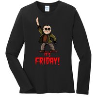 It's Friday Funny Halloween Horror Movie Ladies Long Sleeve Shirt