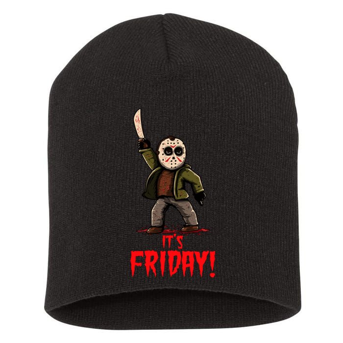 It's Friday Funny Halloween Horror Movie Short Acrylic Beanie