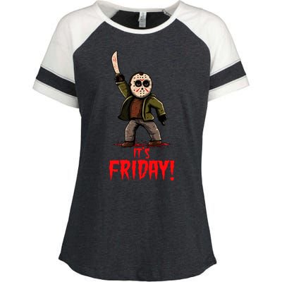 It's Friday Funny Halloween Horror Movie Enza Ladies Jersey Colorblock Tee