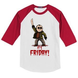 It's Friday Funny Halloween Horror Movie Kids Colorblock Raglan Jersey