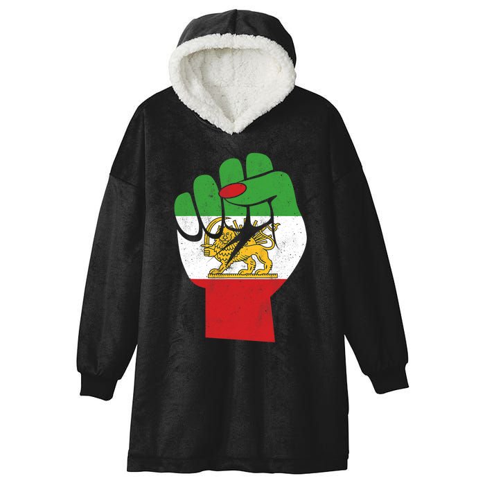 Iranian Flag Female Fist Support Women Of Iran LION SUN FLAG Hooded Wearable Blanket