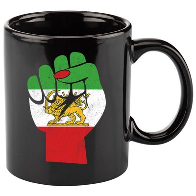 Iranian Flag Female Fist Support Women Of Iran LION SUN FLAG 11oz C Handle Ceramic Mug