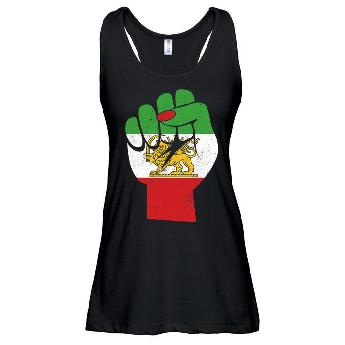 Iranian Flag Female Fist Support Women Of Iran LION SUN FLAG Ladies Essential Flowy Tank