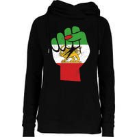 Iranian Flag Female Fist Support Women Of Iran LION SUN FLAG Womens Funnel Neck Pullover Hood