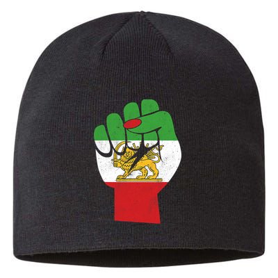 Iranian Flag Female Fist Support Women Of Iran LION SUN FLAG Sustainable Beanie