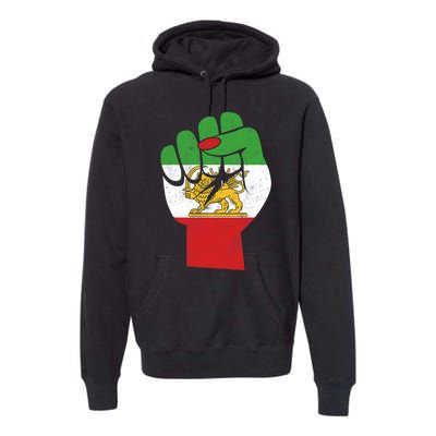 Iranian Flag Female Fist Support Women Of Iran LION SUN FLAG Premium Hoodie