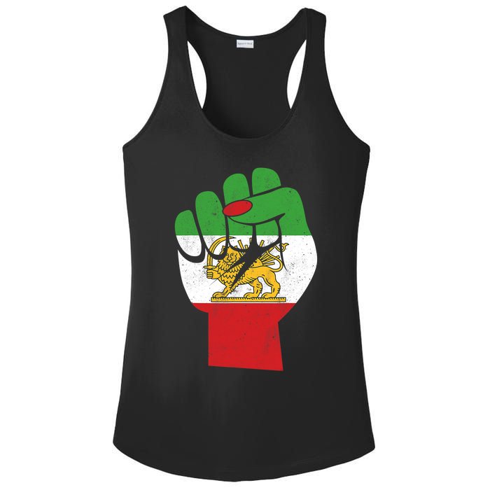 Iranian Flag Female Fist Support Women Of Iran LION SUN FLAG Ladies PosiCharge Competitor Racerback Tank