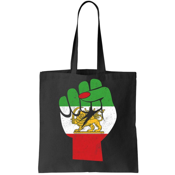 Iranian Flag Female Fist Support Women Of Iran LION SUN FLAG Tote Bag