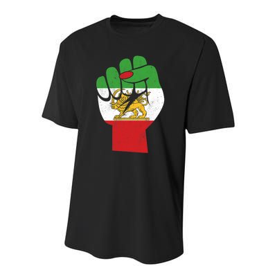 Iranian Flag Female Fist Support Women Of Iran LION SUN FLAG Youth Performance Sprint T-Shirt