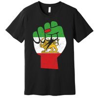 Iranian Flag Female Fist Support Women Of Iran LION SUN FLAG Premium T-Shirt