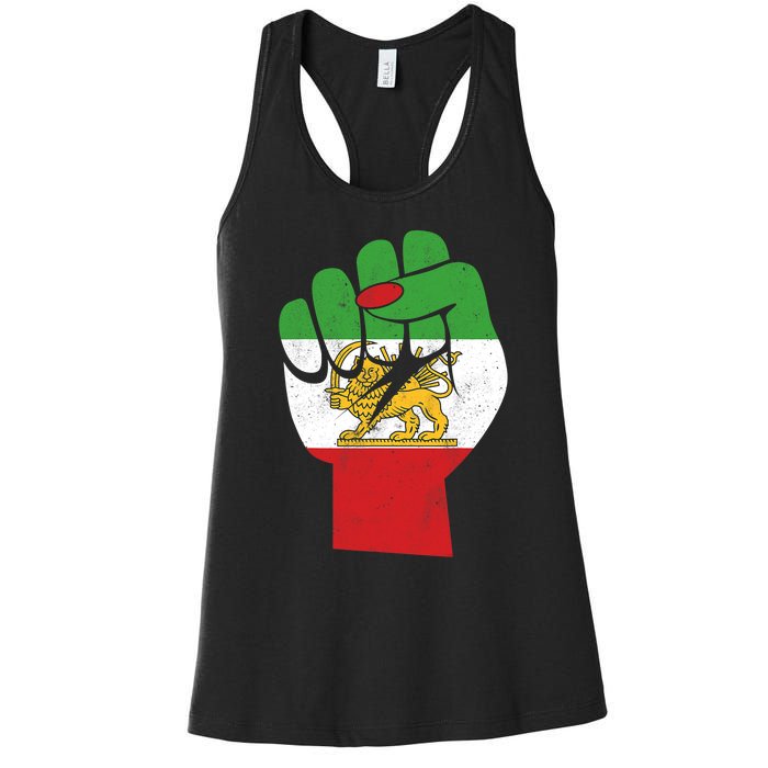 Iranian Flag Female Fist Support Women Of Iran LION SUN FLAG Women's Racerback Tank