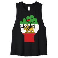 Iranian Flag Female Fist Support Women Of Iran LION SUN FLAG Women's Racerback Cropped Tank