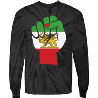 Iranian Flag Female Fist Support Women Of Iran LION SUN FLAG Tie-Dye Long Sleeve Shirt