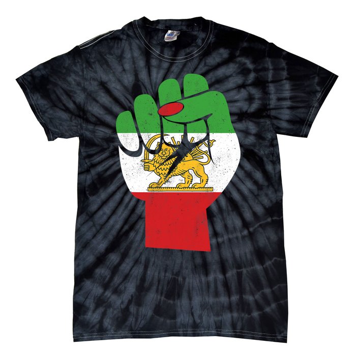 Iranian Flag Female Fist Support Women Of Iran LION SUN FLAG Tie-Dye T-Shirt