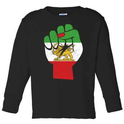 Iranian Flag Female Fist Support Women Of Iran LION SUN FLAG Toddler Long Sleeve Shirt