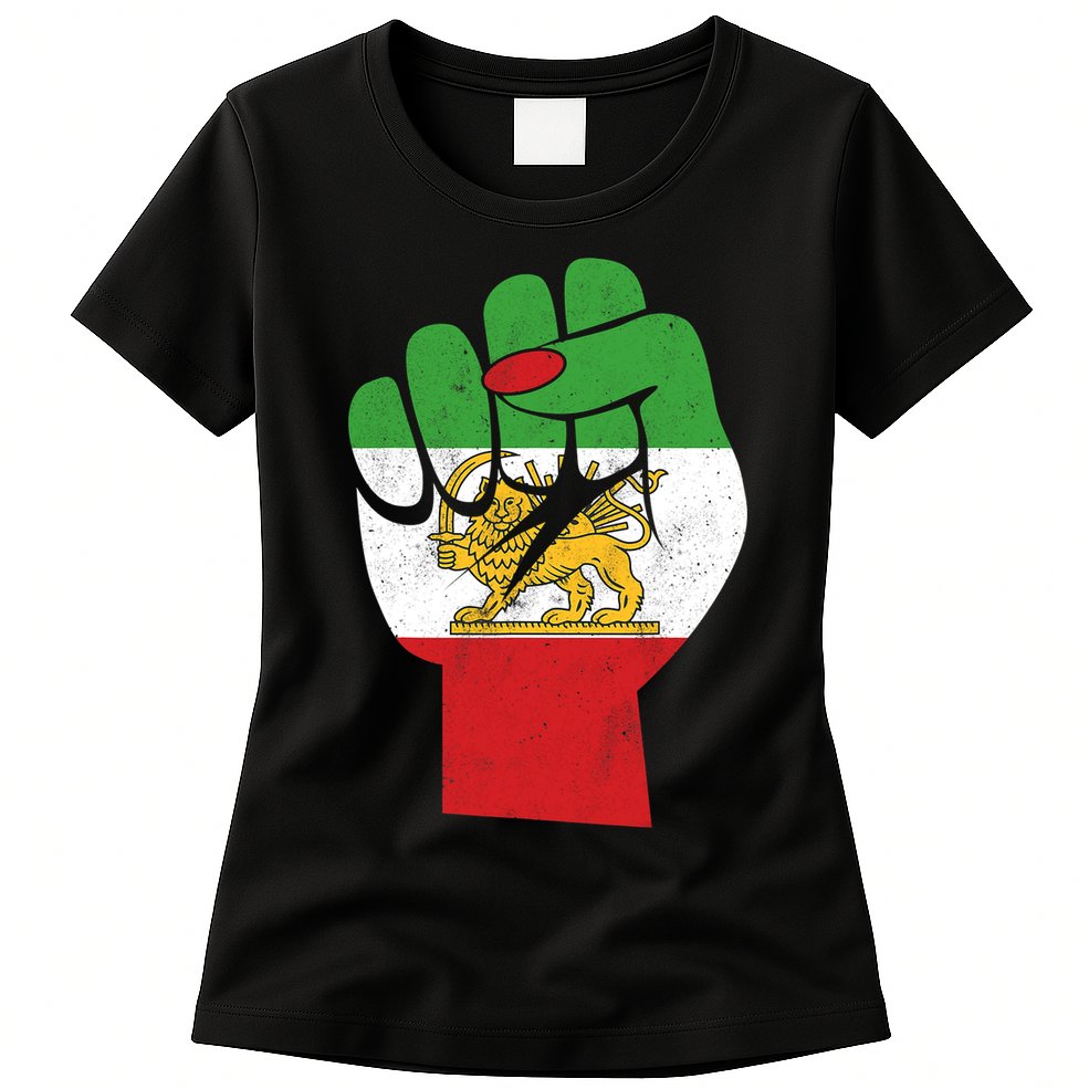 Iranian Flag Female Fist Support Women Of Iran LION SUN FLAG Womens T-Shirt
