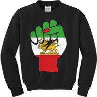 Iranian Flag Female Fist Support Women Of Iran LION SUN FLAG Kids Sweatshirt