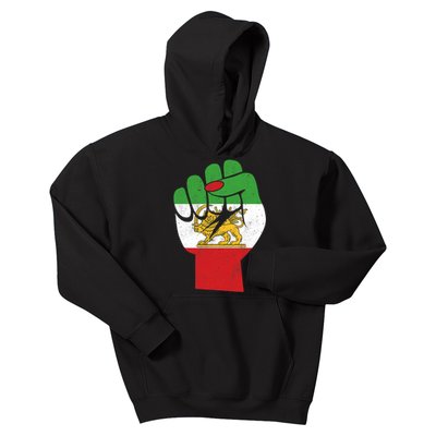 Iranian Flag Female Fist Support Women Of Iran LION SUN FLAG Kids Hoodie