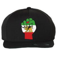 Iranian Flag Female Fist Support Women Of Iran LION SUN FLAG Wool Snapback Cap