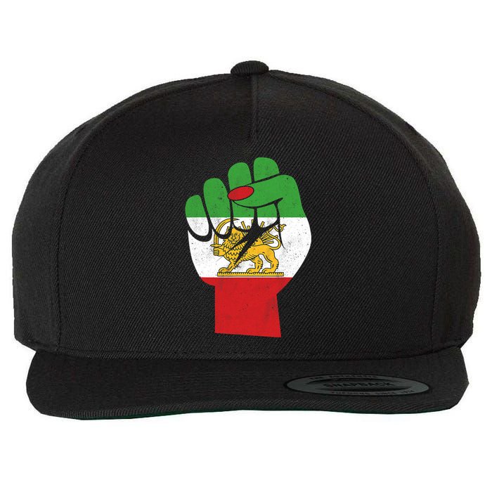 Iranian Flag Female Fist Support Women Of Iran LION SUN FLAG Wool Snapback Cap