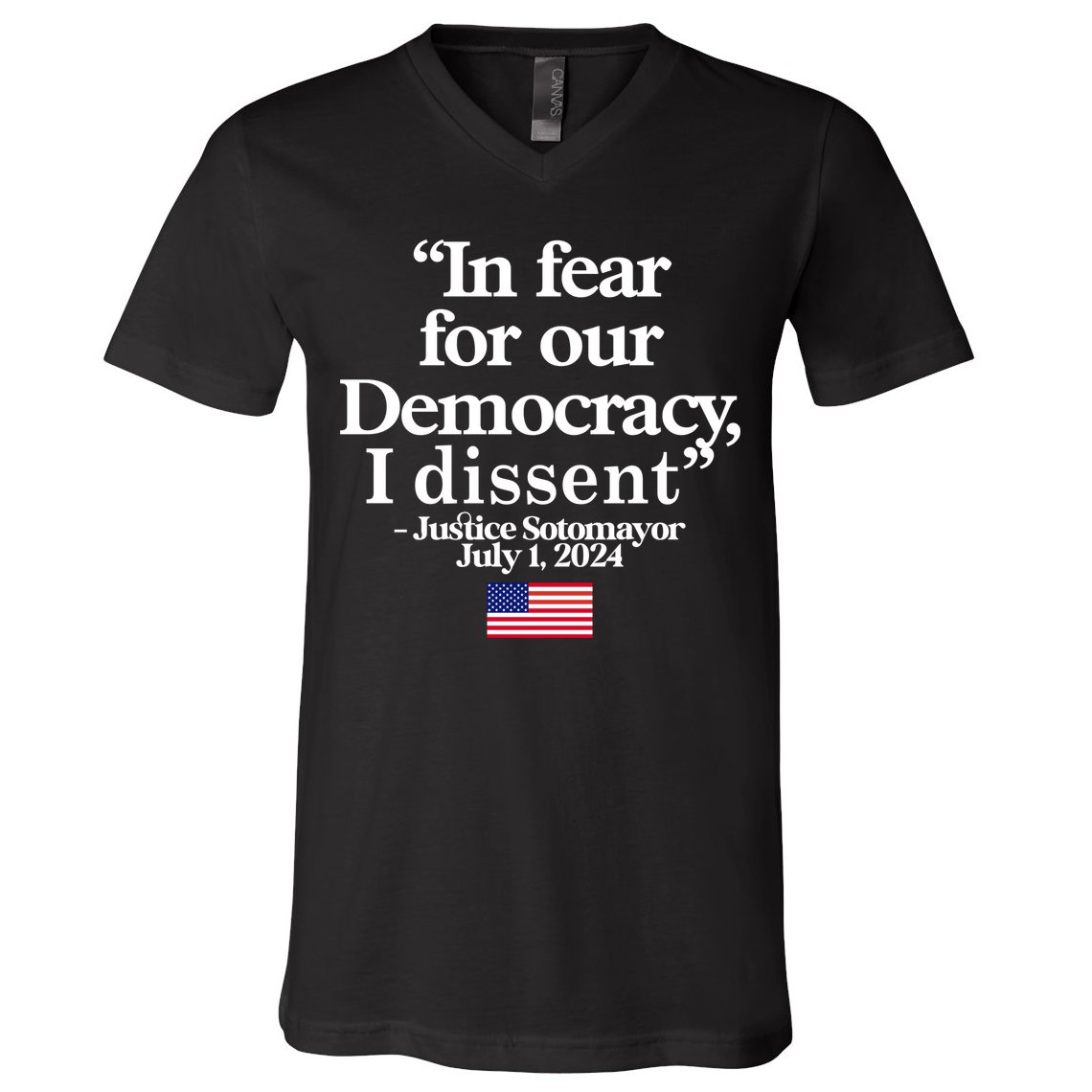 In Fear For Our Democracy I Dessent Justice Sotomayor Usa V-Neck T-Shirt