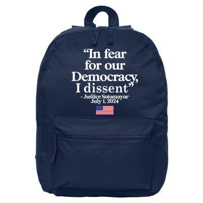 In Fear For Our Democracy I Dessent Justice Sotomayor Usa 16 in Basic Backpack