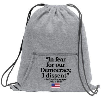 In Fear For Our Democracy I Dessent Justice Sotomayor Usa Sweatshirt Cinch Pack Bag